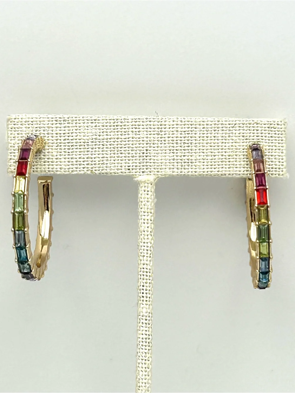 J. Crew Rainbow Baguette Hoop Earrings